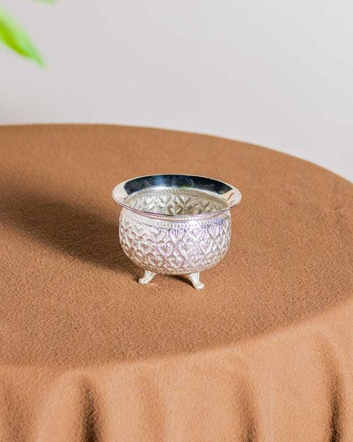 Petals Embossed Silver Plated Serving Bowl - Large - 5"