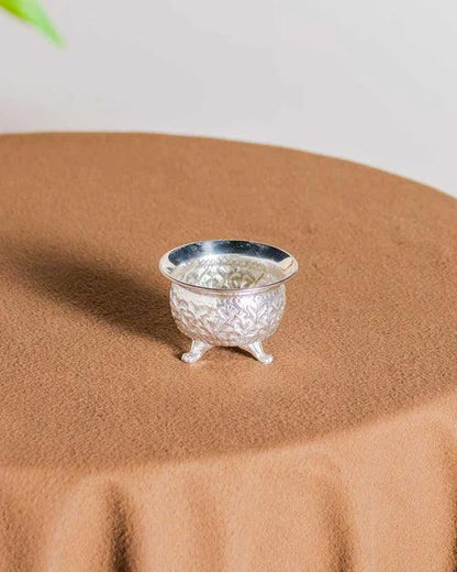 Petals Embossed Silver Plated Serving Bowl - Small - 4"