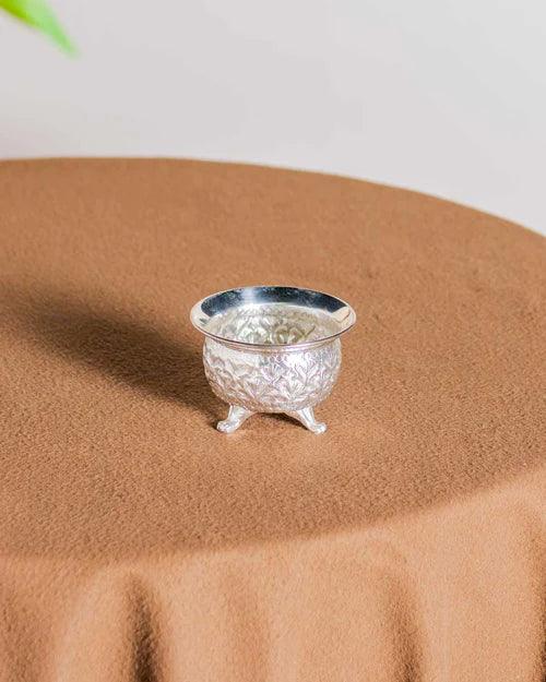Petals Embossed Silver Plated Serving Bowl - Small - 4"