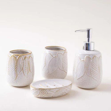 Autumn Leaves 4-Piece Bath Set - White