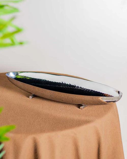 Tribal Boat Shape Steel Serving Platter - 18"