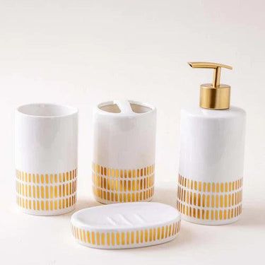 Gold Stripes 4-Piece Bath Set - White