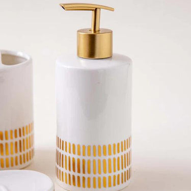 Gold Stripes 4-Piece Bath Set - White