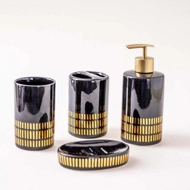 Gold Stripes 4-Piece Bath Set - Black