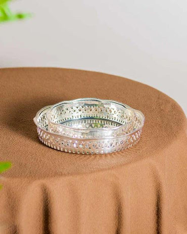 Oval Perforated Round Brass Tray - 8"