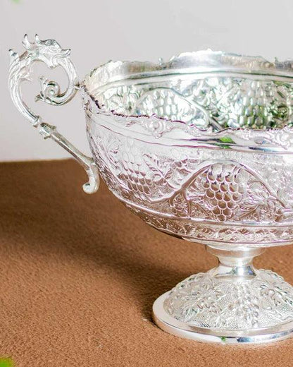 Silver Fish Embossed Brass Handi - 12"