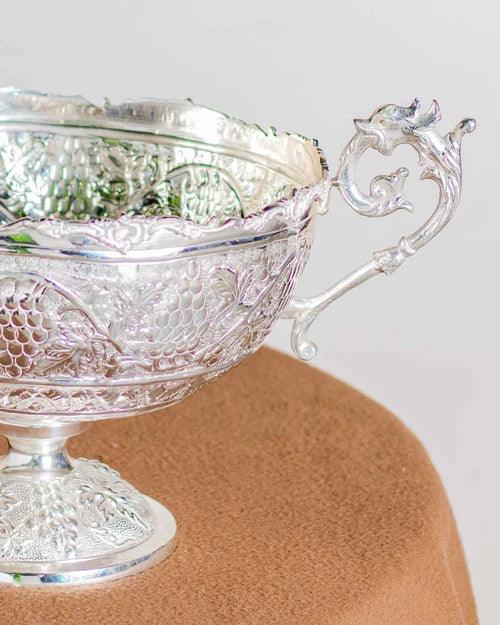 Silver Fish Embossed Brass Handi - 12"