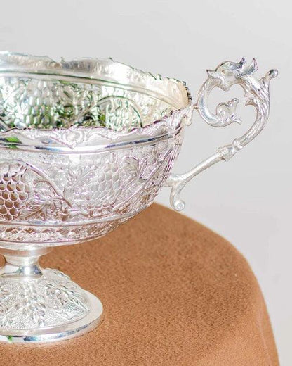 Silver Fish Embossed Brass Handi - 12"