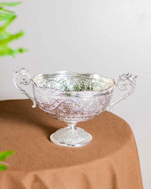 Silver Fish Embossed Brass Handi - 12"