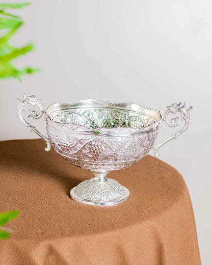 Silver Fish Embossed Brass Handi - 12"