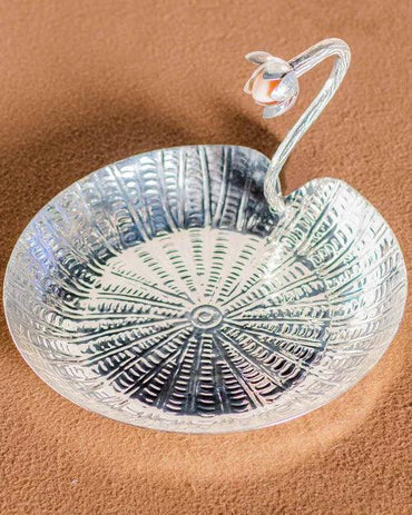 Silver Lotus Leaf Decorative Platter