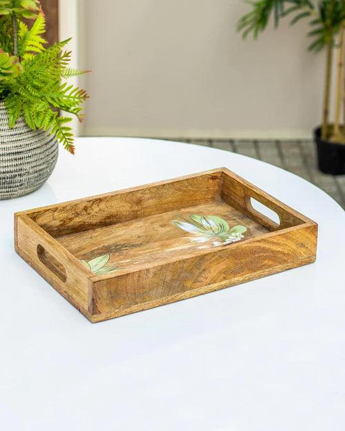 Plumeria Flower Emboss Serving Wooden Tray
