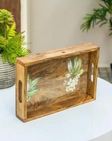 Plumeria Flower Emboss Serving Wooden Tray