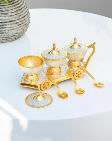 Gold Plated Antique Serving Bowl Trolley