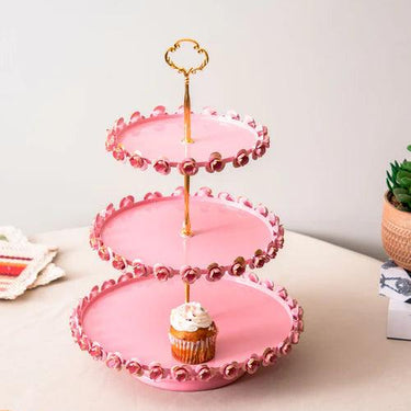 'Roselace' 3-Tier Cake Stand - Pink