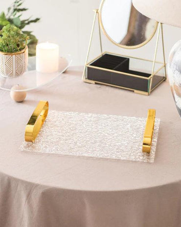 Clear Acrylic Serving Tray with Golden Handles