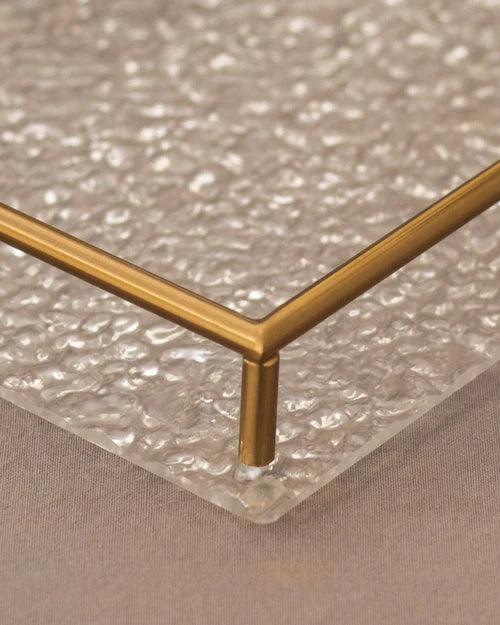 Clear Acrylic Serving Tray with Golden Handles