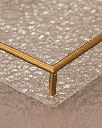 Clear Acrylic Serving Tray with Golden Handles