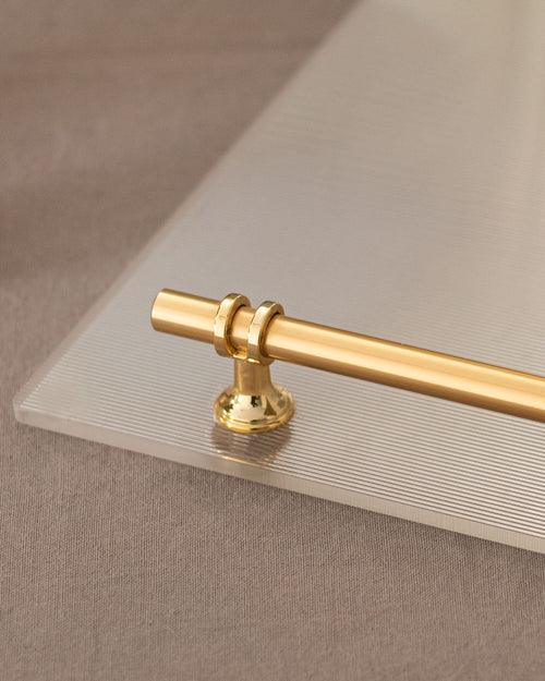 Clear Acrylic Serving Tray with Golden Handles