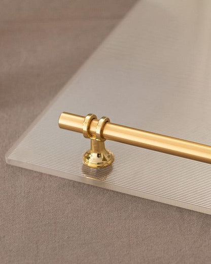 Clear Acrylic Serving Tray with Golden Handles