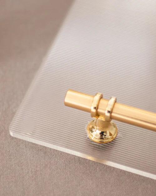 Clear Acrylic Serving Tray with Golden Handles