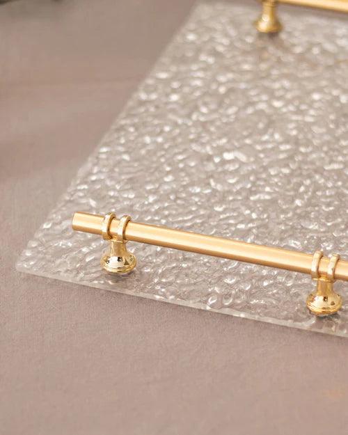 Clear Acrylic Serving Tray with Golden Handles