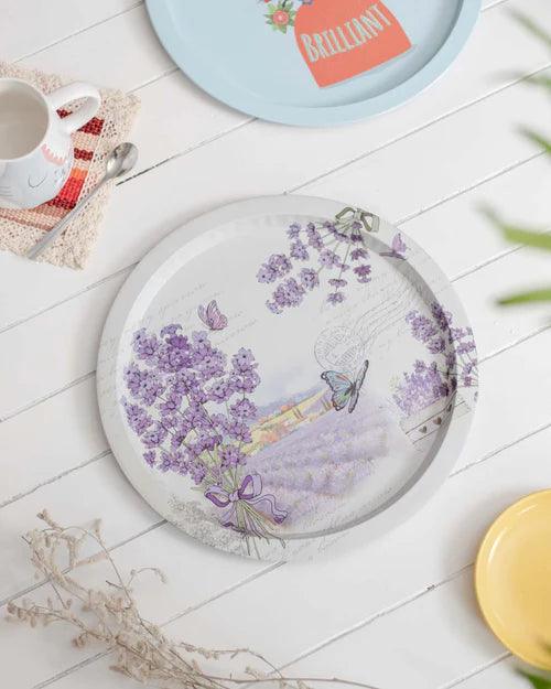 'Lavender Garden' Round Serving Tray- set of 2
