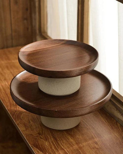 Wooden Rustic Round Cake Stand - Large