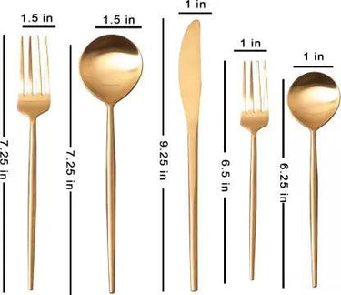 SET OF 5 CUTLERY SET FOR DINING TABLE KITCHEN , SPOON FORK SET(Gold) Stainless Steel Cutlery Set  (Pack of 5)