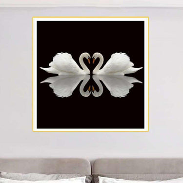 Modern White Swan Heart Swans Love Wall Poster, Home Decor, Crystal Painting