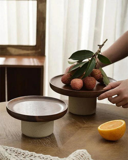 Wooden Rustic Round Cake Stand - Large