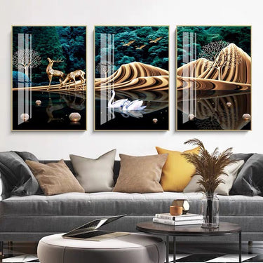 Rejoice with Nature Framed Crystal Painting - Set of 3 (40*60*3cm)