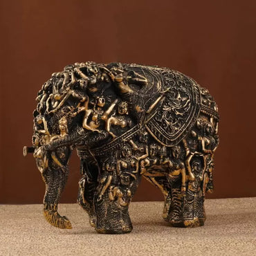 Rustic Tribal Elephant Showpiece for Home and Gift