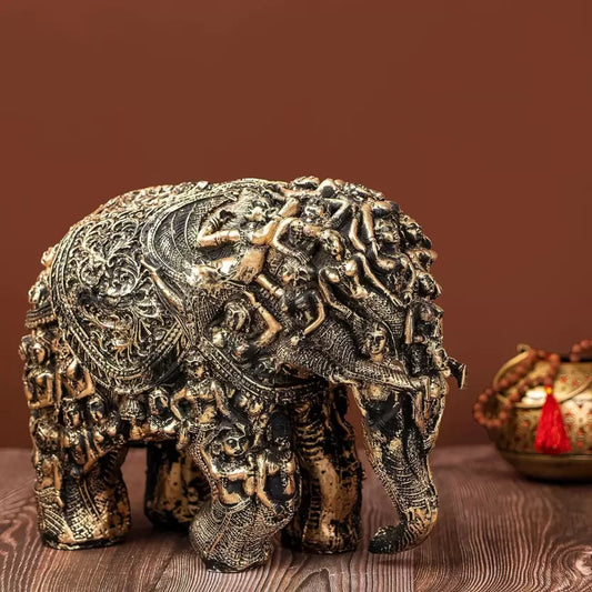 Rustic Tribal Elephant Showpiece for Home and Gift