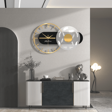 3D Wall Clock with Light Geometric Silent Wall Clock