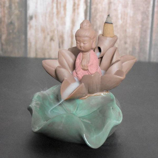 BUDDHA LOTUS INCENSE STICK HOLDER & BACKFLOW BURNER