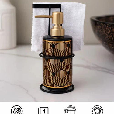 Geometric Pattern Soap Dispenser - Black