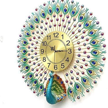 Metal Peacock Big Large Decorative Luxury Living Room Farmhouse Wall Clock