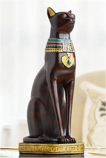 Antique Egyptian Mau showpiece for Peace and Strength : Glossy reddish Black