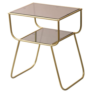 Side Table for Living Room | Bed Side Table for Bedroom | Glass Table for Living Room décor Metallic end Table Glass Table (21 inch Height, Gold)