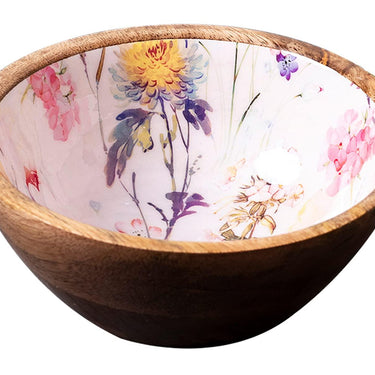 Bowl Snacks Mixing Bowls for Kitchen | Salad Bowl Printed Wooden Desert Bowl for Serving Mixing Bowl Mango Wood with Decaling Print