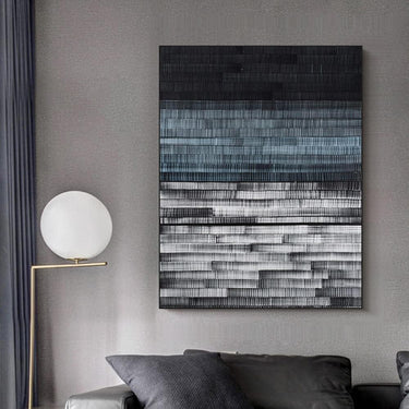 Oil Painting, Creative Blue Black Gray Space Stripes Texture Large Oil Painting