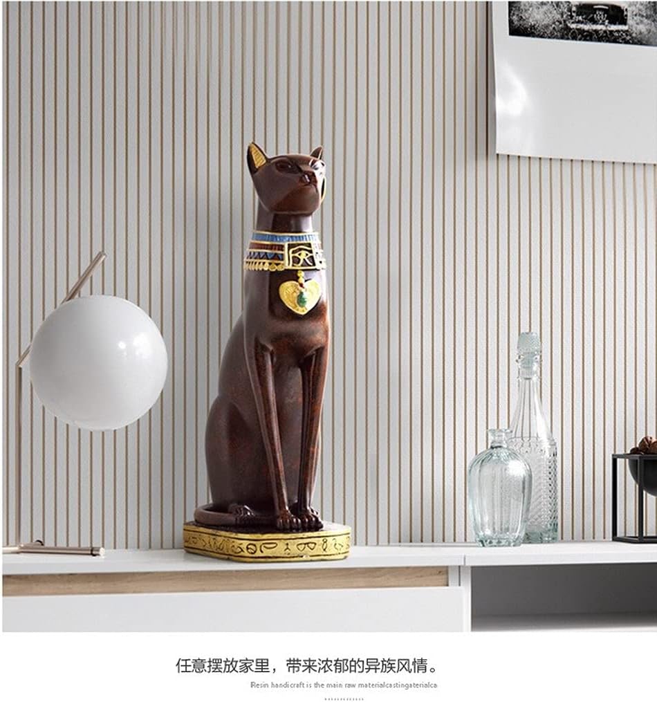 Antique Egyptian Mau showpiece for Peace and Strength : Glossy reddish Black