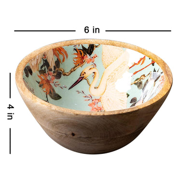 erving Snacks Bowls Wooden for Dry Fruits Mango Wood with Decaling Duck Print with Clear Enamel Design