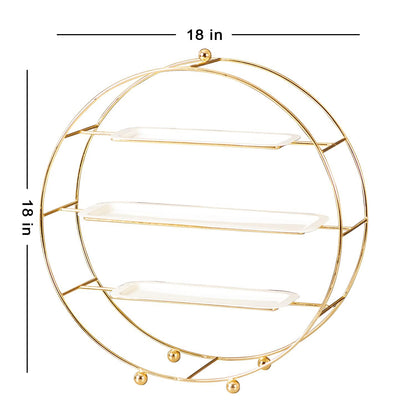 Round Serving platter table top buffet organizer platter stand with 3 Shelves