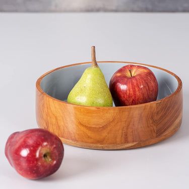 Bowl for Snacks Mixing Bowls for Kitchen | Salad Bowl with Base Wooden Desert Bowl for Serving Mixing Bowl Teak Wood