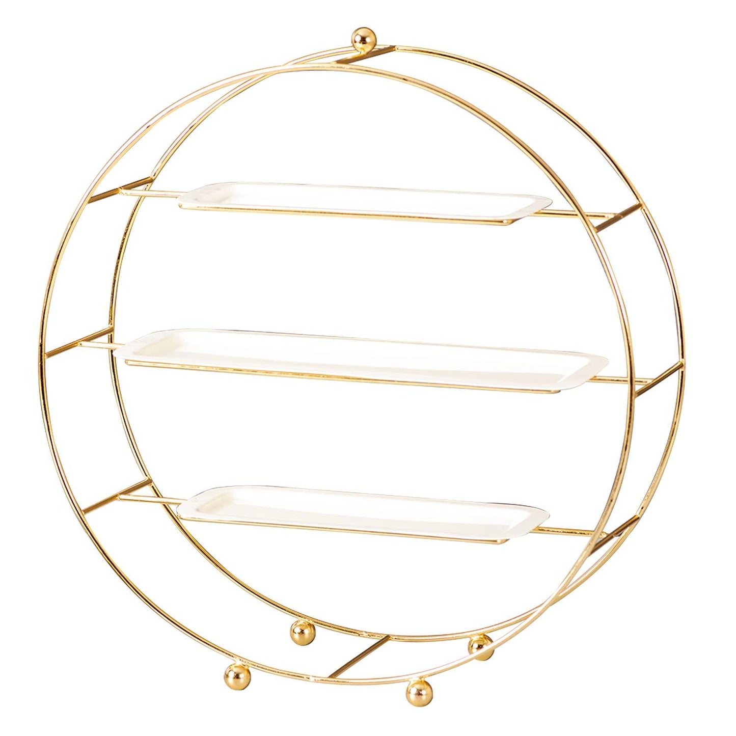 Round Serving platter table top buffet organizer platter stand with 3 Shelves