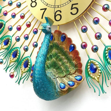 Metal Peacock Big Large Decorative Luxury Living Room Farmhouse Wall Clock