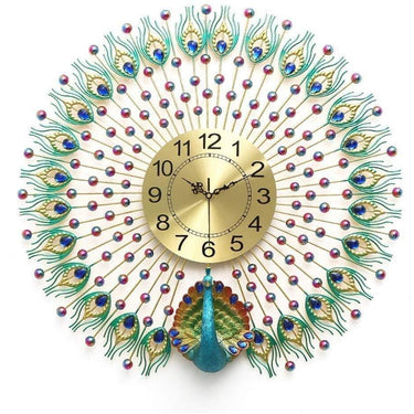 Metal Peacock Big Large Decorative Luxury Living Room Farmhouse Wall Clock