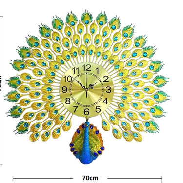 Peacock Design Wall Clock for Home Decor Living Room Hall Office Bedroom Fancy Stylish Antique Metal Clock